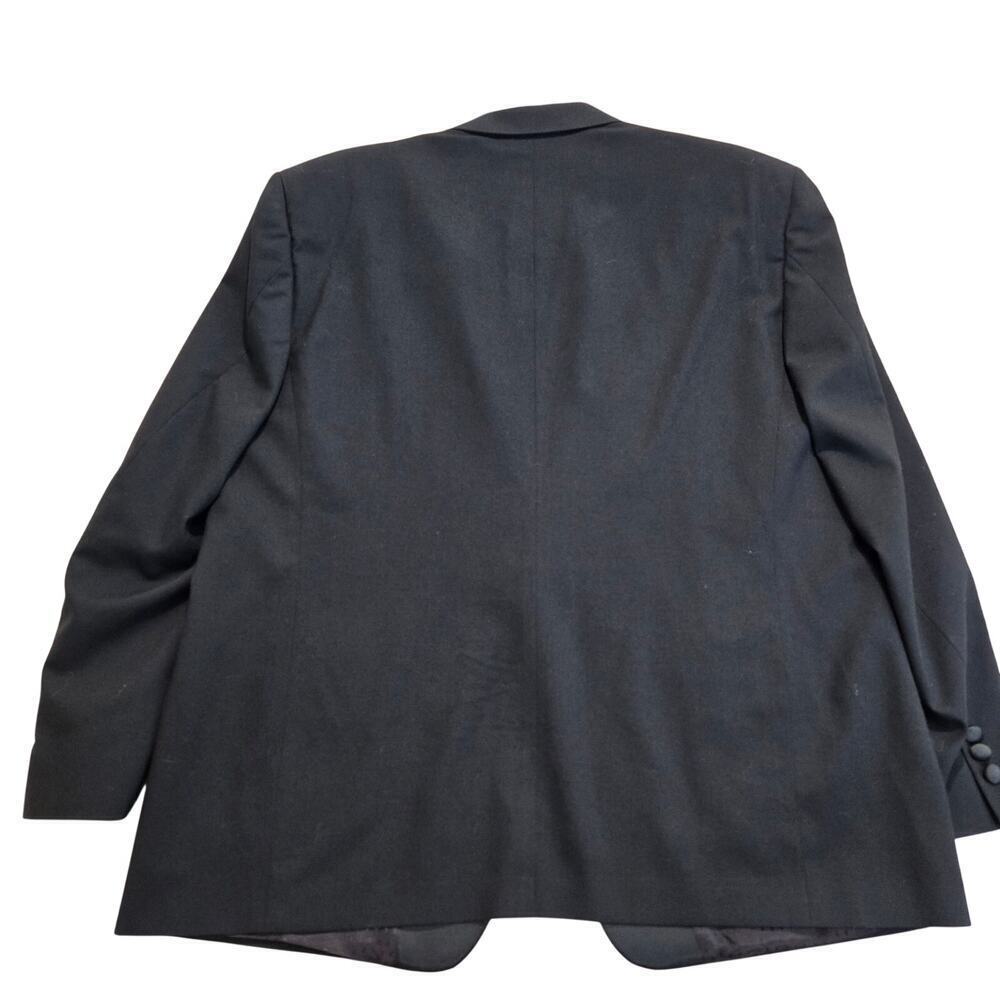 Vtg 80s Halston Tuxedo Jacket Black Wool Satin Made in USA Chest Size 42 - Picture 6 of 8